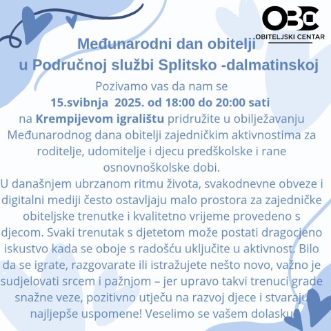 Međunarodni dan obitelji u Područnoj službi Splitsko-dalmatinskoj