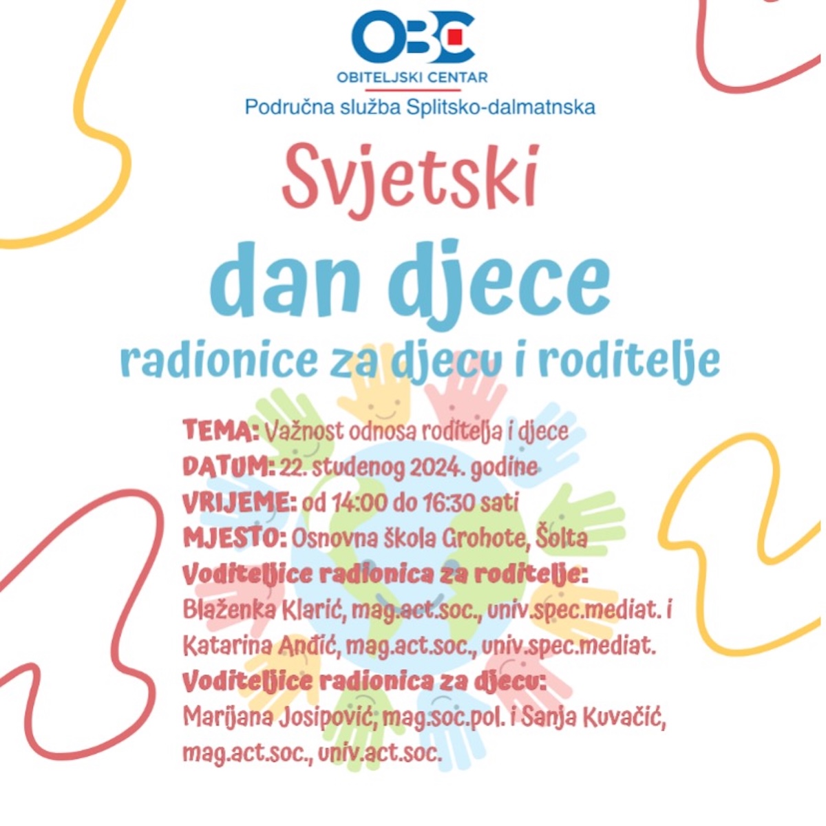 Najava radionica povodom Svjetskog dana djece