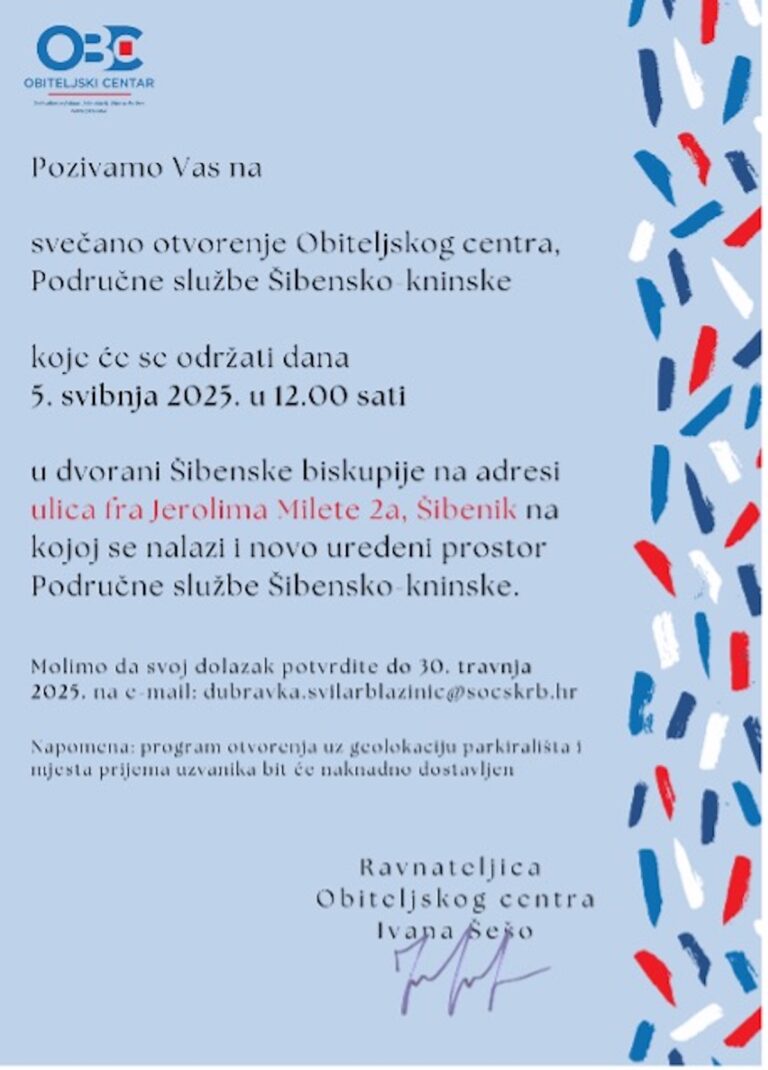Svečano otvorenje Obiteljskog centra, Područne službe Šibensko-kninske