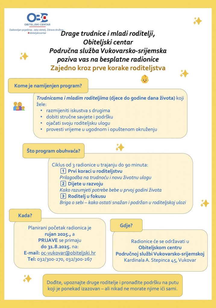 Započinje ciklus radionica „Zajedno kroz prve korake roditeljstva”