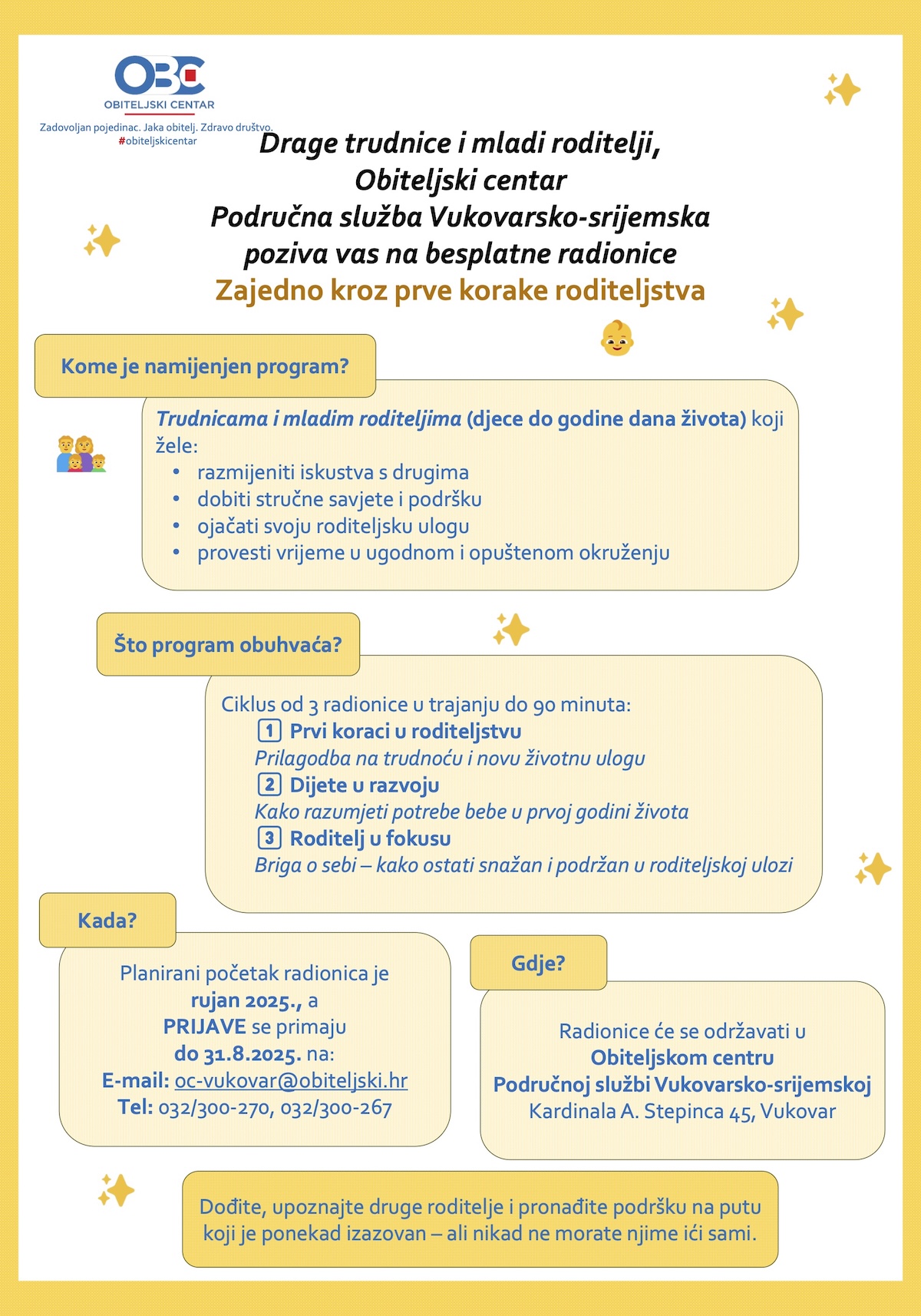 Započinje ciklus radionica „Zajedno kroz prve korake roditeljstva”