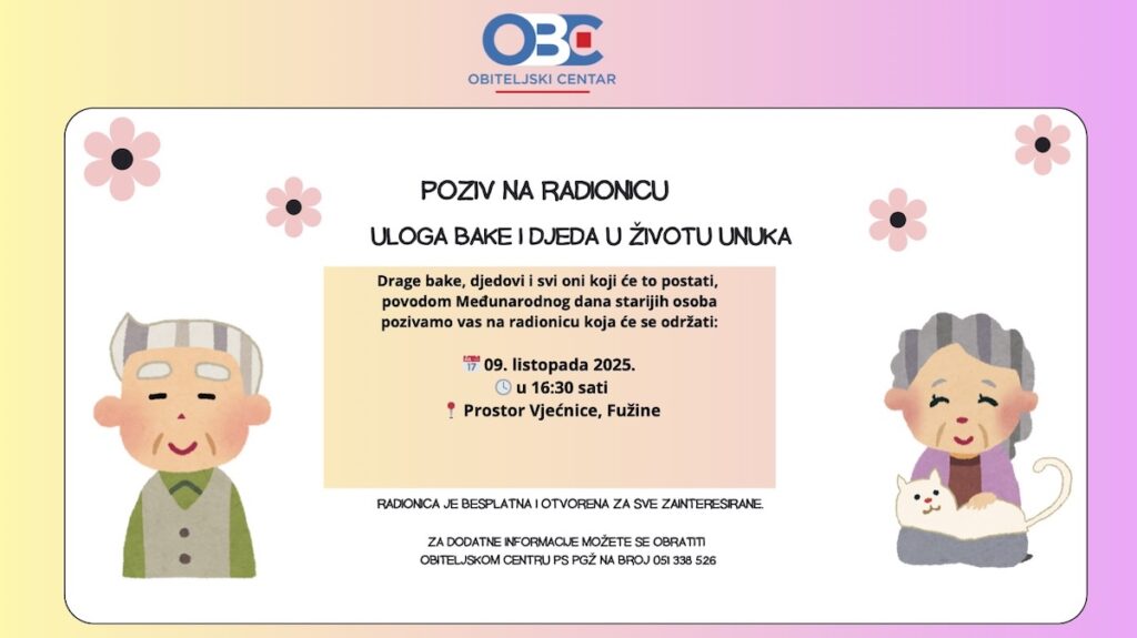 PS Primorsko-goranska održava radionicu “Uloga bake i djeca u životu unuka”