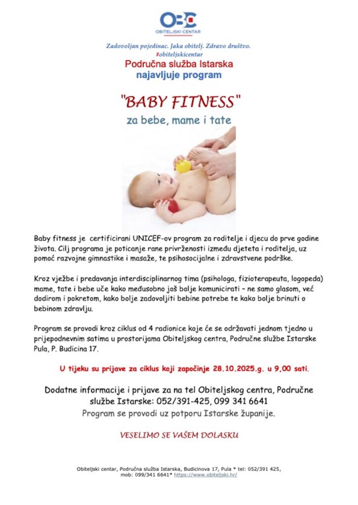 Započinje program “Baby fitness” za bebe, mame i tate