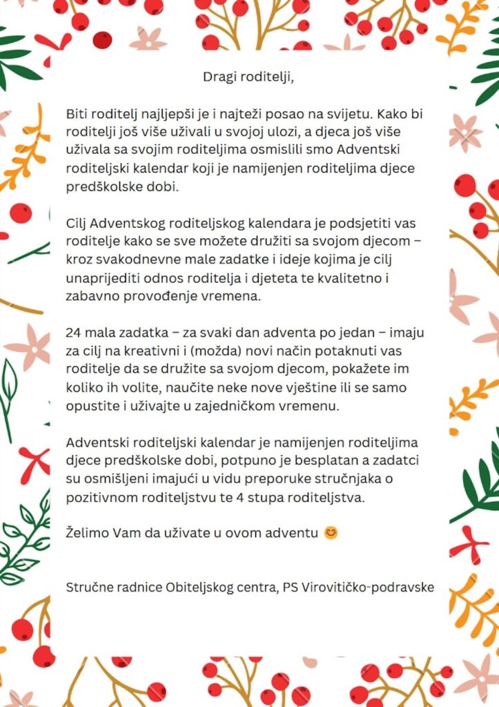 Adventski roditeljski kalendar