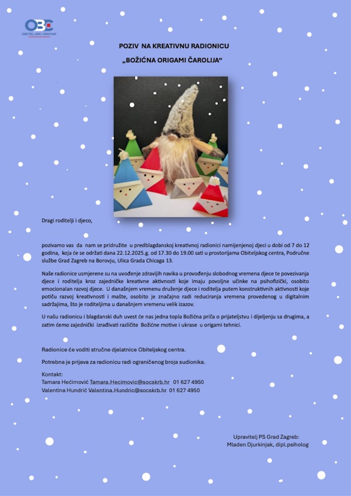 Predblagdanska kreativna radionica za djecu