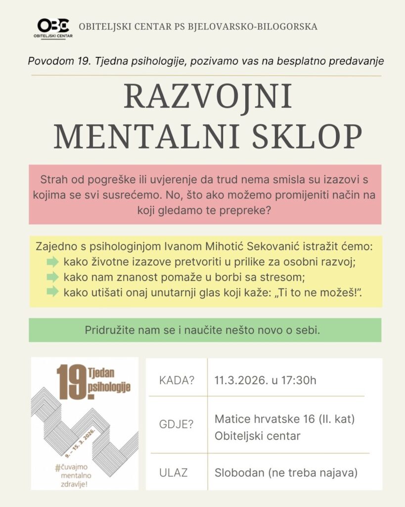 Najava predavanja „Razvojni mentalni sklop“
