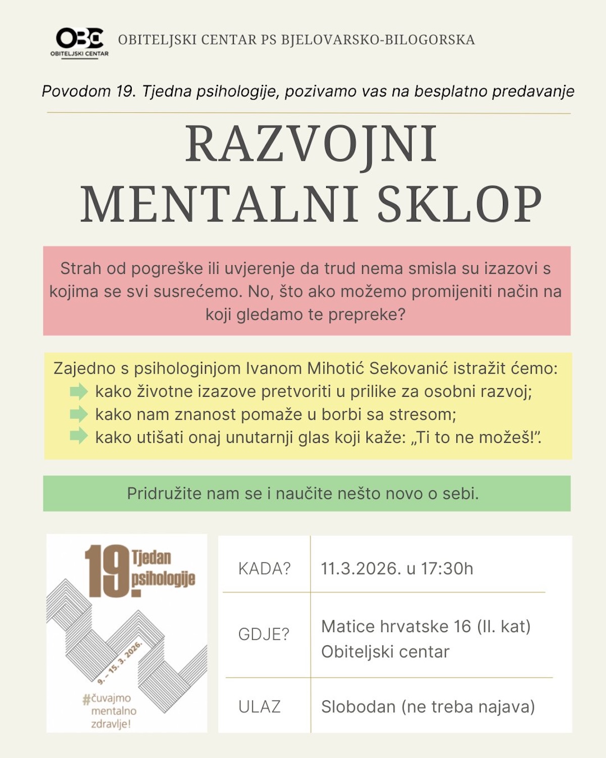 Najava predavanja „Razvojni mentalni sklop“