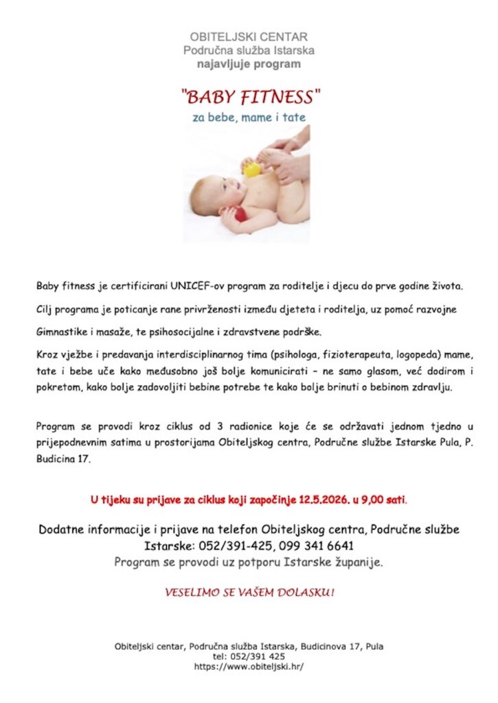 Najava programa Baby fitness
