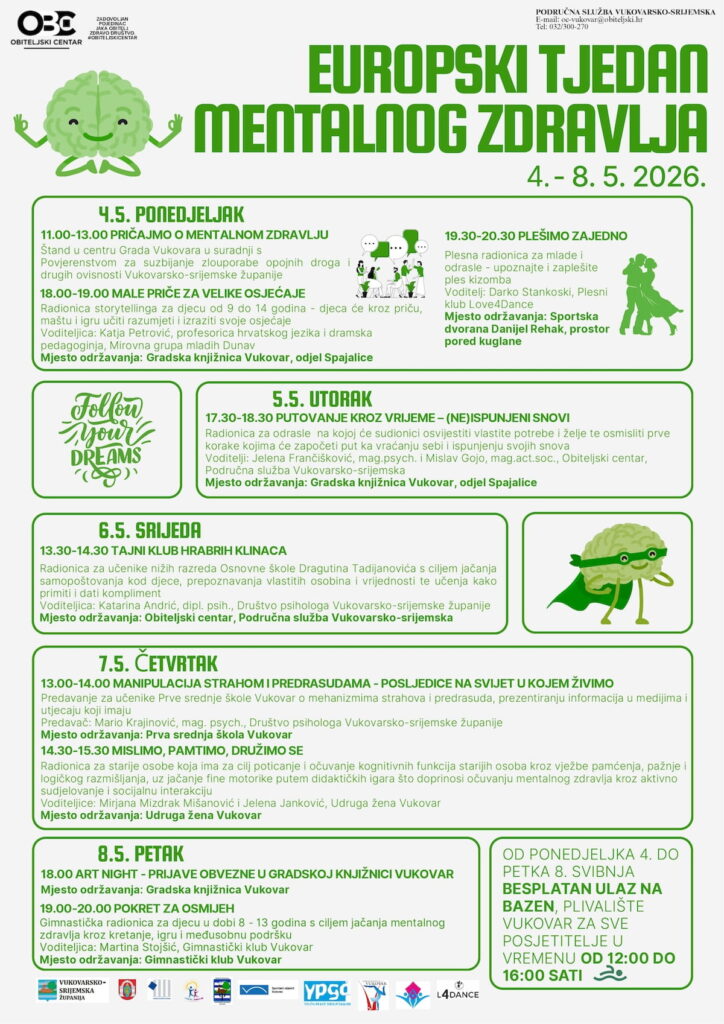 Obilježavanje Europskog tjedan mentalnog zdravlja u Područnoj službi Vukovarsko-srijemskoj