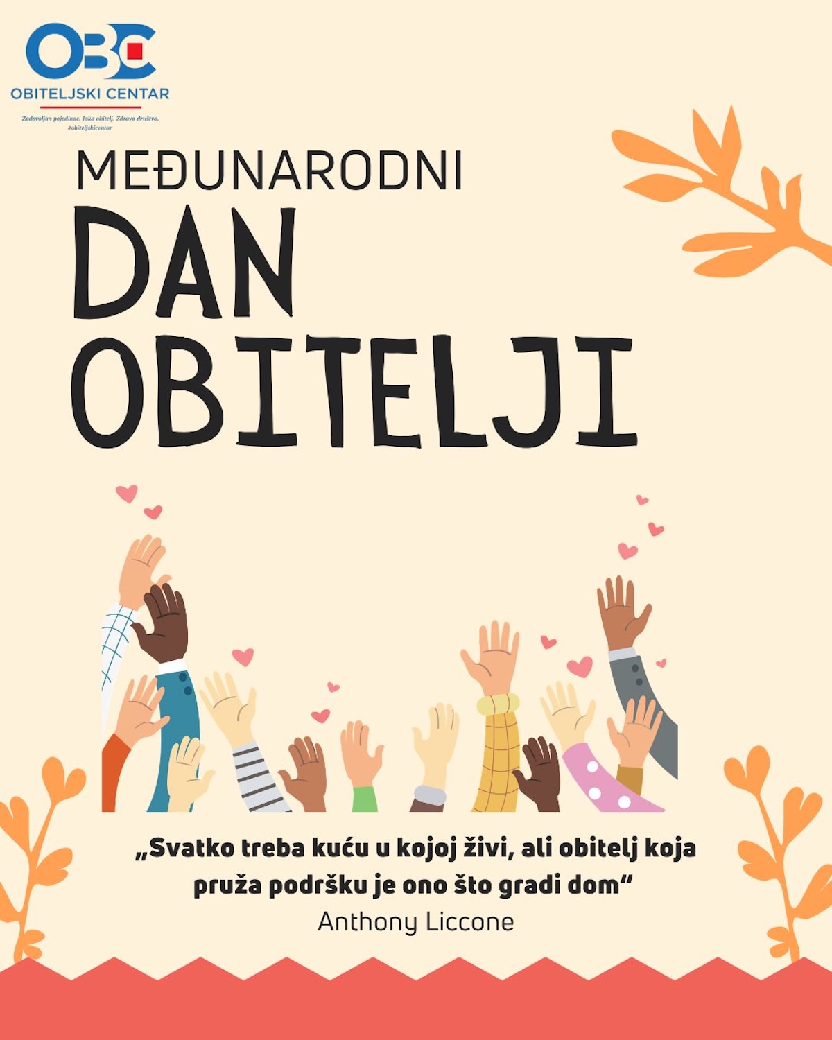 Planirane aktivnosti u područnim službama Obiteljskog centra povodom obilježavanja Međunarodnog dana obitelji 15.5.2026. god.